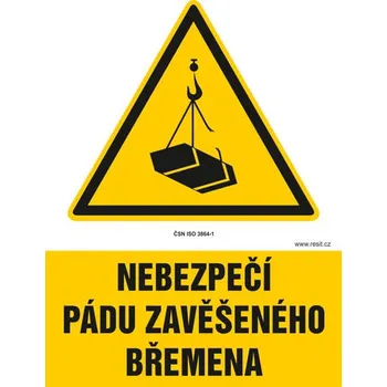 Značení Nebezpečí pádu břemena - samolepka 100 x 140 mm
