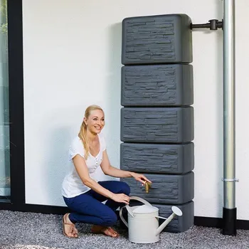 Zahradní plastová nádrž na dešťovou vodu SEINE 300 l, stone - písková/kámen