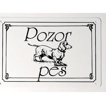Plechová cedule Smal Pozor pes - tabulka s jezevčíkem