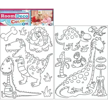 Samolepící dekorace Samolepky na zeď dinosauři k vymalování 2 archy, 35 x25,5 cm