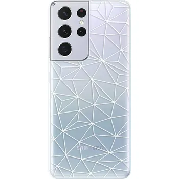 Pouzdro na mobilní telefon Odolné silikonové pouzdro iSaprio - Abstract Triangles 03 - white - Samsung Galaxy S21 Ultra