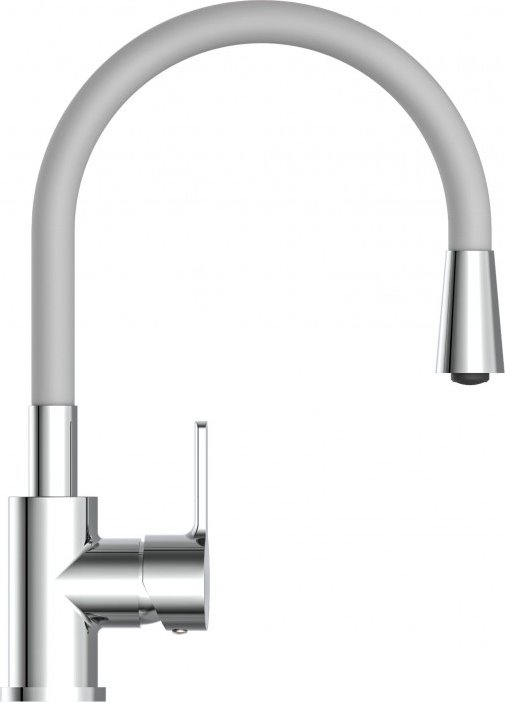Dřezová stojánková baterie s ohebnou hubicí, chrom- šedá, FLEXO NI186FLHG