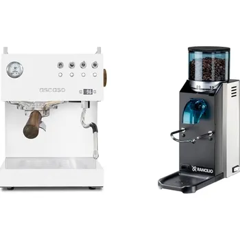 Set domácích spotřebičů Ascaso Steel UNO PID, White&Wood + Rancilio Rocky Doserless