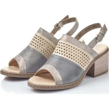 Dámské sandále Dámské kožené sandále V0575 RIEKER multicolor Barva: grau kombi, Velikost: 41