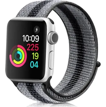 Příslušenství k chytrým hodinkám eses Nylonový řemínek pro Apple Watch - Černo šedý proužek 38mm, 40mm, 41mm