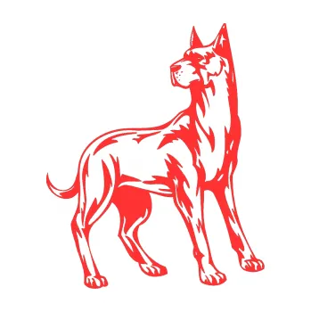 samolepka Pes 041 pravá (02 - světle červená) SAMOLEPKA NA AUTO, NÁLEPKA, FÓLIE, POLEP, TUNING, VLASTNÍ TEXT, TISK, AUTOSAMOLEPKY.cz, POLEPY, OBRÁZEK, LOGO, 3D STICKERS