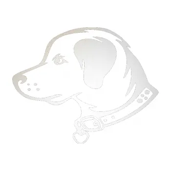 Polep vozidla SAMOLEPKA Pes 058 levá (82 - odrazková reflexní bílá) NA AUTO, NÁLEPKA, FÓLIE, POLEP, TUNING, VLASTNÍ TEXT, TISK, AUTOSAMOLEPKY.cz, POLEPY, OBRÁZEK, LOGO, SAMOLEPKY