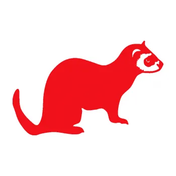 Samolepící dekorace SAMOLEPKA Fretka 001 pravá (10 - červená) NA AUTO, NÁLEPKA, FÓLIE, POLEP, TUNING, VLASTNÍ TEXT, TISK, AUTOSAMOLEPKY.cz, POLEPY, OBRÁZEK, LOGO, SAMOLEPKY