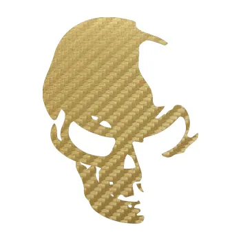 Samolepicí dekorace na vozidlo Lebka 002 pravá (59 - 3D karbon zlatý) SAMOLEPKA NA AUTO, NÁLEPKA, FÓLIE, POLEP, TUNING, VLASTNÍ TEXT, TISK, AUTOSAMOLEPKY.cz, POLEPY, OBRÁZEK, LOGO, 3D STICKERS