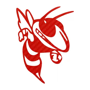 Samolepicí dekorace na vozidlo Rozzuřená vosa 009 pravá (53 - 3D karbon červený) SAMOLEPKA NA AUTO, NÁLEPKA, FÓLIE, POLEP, TUNING, VLASTNÍ TEXT, TISK, AUTOSAMOLEPKY.cz, POLEPY, OBRÁZEK, LOGO, 3D STICKERS