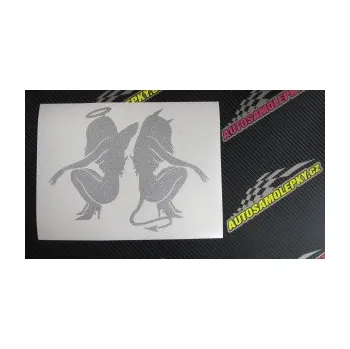 Polep vozidla SAMOLEPKA Čertice 007 pravá s andělem (10 - červená) NA AUTO, NÁLEPKA, FÓLIE, POLEP, TUNING, VLASTNÍ TEXT, TISK, AUTOSAMOLEPKY.cz, POLEPY, OBRÁZEK, LOGO, SAMOLEPKY