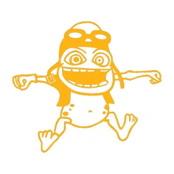 Samolepicí dekorace na vozidlo Crazy frog pravá (21 - světle oranžová) SAMOLEPKA NA AUTO, NÁLEPKA, FÓLIE, POLEP, TUNING, VLASTNÍ TEXT, TISK, AUTOSAMOLEPKY.cz, POLEPY, OBRÁZEK, LOGO, 3D STICKERS