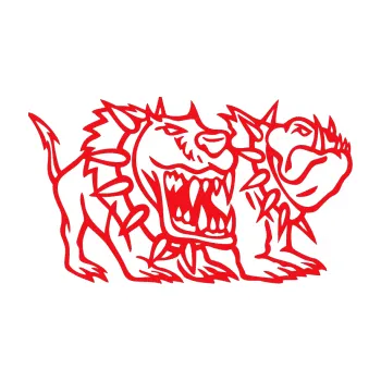 Samolepicí dekorace na vozidlo Bad dogs pravá zuřiví psi (10 - červená) SAMOLEPKA NA AUTO, NÁLEPKA, FÓLIE, POLEP, TUNING, VLASTNÍ TEXT, TISK, AUTOSAMOLEPKY.cz, POLEPY, OBRÁZEK, LOGO, 3D STICKERS