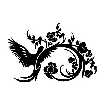 Samolepící dekorace SAMOLEPKA Květina 011 levá ptáček s květy (01 - černá) NA AUTO, NÁLEPKA, FÓLIE, POLEP, TUNING, VLASTNÍ TEXT, TISK, AUTOSAMOLEPKY.cz, POLEPY, OBRÁZEK, LOGO, SAMOLEPKY