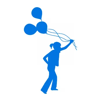 samolepka Děti silueta 006 pravá holka s balónky (11 - modrá oceán) SAMOLEPKA NA AUTO, NÁLEPKA, FÓLIE, POLEP, TUNING, VLASTNÍ TEXT, TISK, AUTOSAMOLEPKY.cz, POLEPY, OBRÁZEK, LOGO, 3D STICKERS