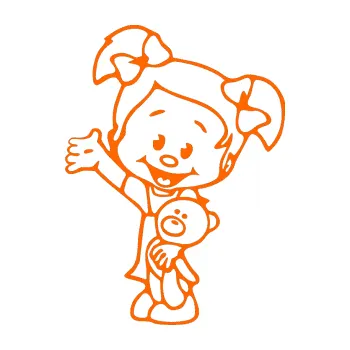 Samolepicí dekorace na vozidlo Dítě v autě 050 levá malá slečna s medvídkem (73 - Fluorescentní oranžová) SAMOLEPKA NA AUTO, NÁLEPKA, FÓLIE, POLEP, TUNING, VLASTNÍ TEXT, TISK, AUTOSAMOLEPKY.cz, POLEPY, OBRÁZEK, LOGO, 3D STICKERS