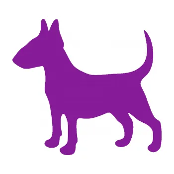 Polep vozidla SAMOLEPKA Pes 110 levá Bulteriér (14 - fialová) NA AUTO, NÁLEPKA, FÓLIE, POLEP, TUNING, VLASTNÍ TEXT, TISK, AUTOSAMOLEPKY.cz, POLEPY, OBRÁZEK, LOGO, SAMOLEPKY