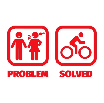 Polep vozidla SAMOLEPKA Problem? Solved 004 (10 - červená) NA AUTO, NÁLEPKA, FÓLIE, POLEP, TUNING, VLASTNÍ TEXT, TISK, AUTOSAMOLEPKY.cz, POLEPY, OBRÁZEK, LOGO, SAMOLEPKY