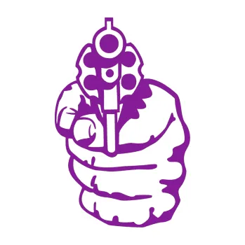 Polep vozidla SAMOLEPKA Pistolka 001 pravá (14 - fialová) NA AUTO, NÁLEPKA, FÓLIE, POLEP, TUNING, VLASTNÍ TEXT, TISK, AUTOSAMOLEPKY.cz, POLEPY, OBRÁZEK, LOGO, SAMOLEPKY