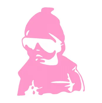 Samolepicí dekorace na vozidlo Baby on board 002 levá miminko s brýlemi (24 - světle růžová) SAMOLEPKA NA AUTO, NÁLEPKA, FÓLIE, POLEP, TUNING, VLASTNÍ TEXT, TISK, AUTOSAMOLEPKY.cz, POLEPY, OBRÁZEK, LOGO, 3D STICKERS