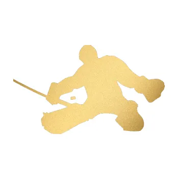 Samolepicí dekorace na vozidlo Hokejista 015 levá brankář (43 - zlatá metalíza) SAMOLEPKA NA AUTO, NÁLEPKA, FÓLIE, POLEP, TUNING, VLASTNÍ TEXT, TISK, AUTOSAMOLEPKY.cz, POLEPY, OBRÁZEK, LOGO, 3D STICKERS