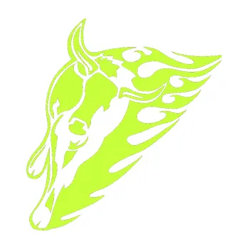 Samolepicí dekorace na vozidlo Animal flames 012 levá býk (27 - limetová) SAMOLEPKA NA AUTO, NÁLEPKA, FÓLIE, POLEP, TUNING, VLASTNÍ TEXT, TISK, AUTOSAMOLEPKY.cz, POLEPY, OBRÁZEK, LOGO, 3D STICKERS