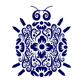 Samolepící dekorace SAMOLEPKA Interiér 016 brouček květiny (23 - tmavě modrá) NA AUTO, NÁLEPKA, FÓLIE, POLEP, TUNING, VLASTNÍ TEXT, TISK, AUTOSAMOLEPKY.cz, POLEPY, OBRÁZEK, LOGO, SAMOLEPKY