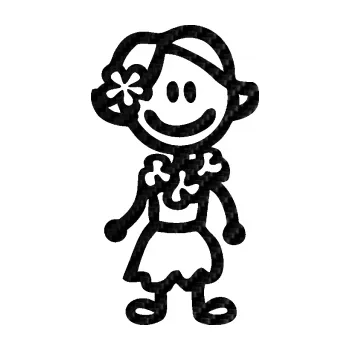 samolepka Cartoon family holka Hawaii (50 - 3D karbon černý) SAMOLEPKA NA AUTO, NÁLEPKA, FÓLIE, POLEP, TUNING, VLASTNÍ TEXT, TISK, AUTOSAMOLEPKY.cz, POLEPY, OBRÁZEK, LOGO, 3D STICKERS