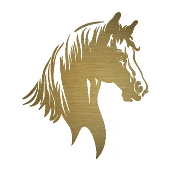 Samolepící dekorace SAMOLEPKA Kůň 066 pravá hlava s hřívou (64 - škrábaný kov zlatý) NA AUTO, NÁLEPKA, FÓLIE, POLEP, TUNING, VLASTNÍ TEXT, TISK, AUTOSAMOLEPKY.cz, POLEPY, OBRÁZEK, LOGO, SAMOLEPKY