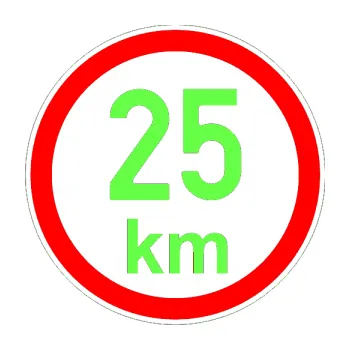 samolepka Maximální rychlost 25km - nejvyšší konstrukční rychlost (71 - Fluorescentní zelená) SAMOLEPKA NA AUTO, NÁLEPKA, FÓLIE, POLEP, TUNING, VLASTNÍ TEXT, TISK, AUTOSAMOLEPKY.cz, POLEPY, OBRÁZEK, LOGO, 3D STICKERS
