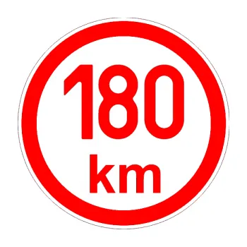 samolepka Maximální rychlost 180km - nejvyšší konstrukční rychlost (74 - Fluorescentní červená) SAMOLEPKA NA AUTO, NÁLEPKA, FÓLIE, POLEP, TUNING, VLASTNÍ TEXT, TISK, AUTOSAMOLEPKY.cz, POLEPY, OBRÁZEK, LOGO, 3D STICKERS