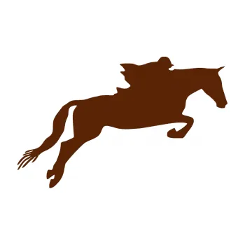 Samolepící dekorace Kůň 015 pravá skok s jezdcem (15 - hnědá) SAMOLEPKA NA AUTO, NÁLEPKA, FÓLIE, POLEP, TUNING, VLASTNÍ TEXT, TISK, AUTOSAMOLEPKY.cz, POLEPY, OBRÁZEK, LOGO, 3D STICKERS