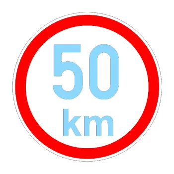 samolepka Maximální rychlost 50km - nejvyšší konstrukční rychlost (03 - světle modrá) SAMOLEPKA NA AUTO, NÁLEPKA, FÓLIE, POLEP, TUNING, VLASTNÍ TEXT, TISK, AUTOSAMOLEPKY.cz, POLEPY, OBRÁZEK, LOGO, 3D STICKERS