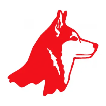 Polep vozidla SAMOLEPKA Pes 096 pravá Husky (10 - červená) NA AUTO, NÁLEPKA, FÓLIE, POLEP, TUNING, VLASTNÍ TEXT, TISK, AUTOSAMOLEPKY.cz, POLEPY, OBRÁZEK, LOGO, SAMOLEPKY