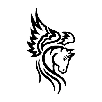 Samolepící dekorace SAMOLEPKA Pegas 003 pravá okřídlený kůň hlava (01 - černá) NA AUTO, NÁLEPKA, FÓLIE, POLEP, TUNING, VLASTNÍ TEXT, TISK, AUTOSAMOLEPKY.cz, POLEPY, OBRÁZEK, LOGO, SAMOLEPKY