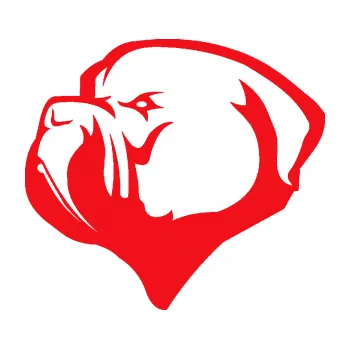 Polep vozidla SAMOLEPKA Pes 116 levá pitbull (10 - červená) NA AUTO, NÁLEPKA, FÓLIE, POLEP, TUNING, VLASTNÍ TEXT, TISK, AUTOSAMOLEPKY.cz, POLEPY, OBRÁZEK, LOGO, SAMOLEPKY