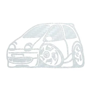 Polep vozidla SAMOLEPKA Renault Twingo karikatura levá (51 - 3D karbon bílý) NA AUTO, NÁLEPKA, FÓLIE, POLEP, TUNING, VLASTNÍ TEXT, TISK, AUTOSAMOLEPKY.cz, POLEPY, OBRÁZEK, LOGO, SAMOLEPKY
