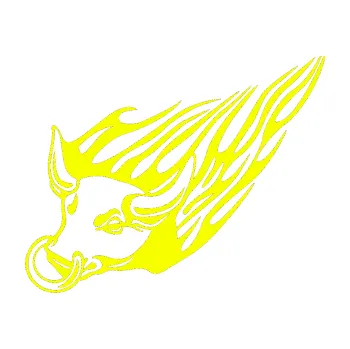 Samolepicí dekorace na vozidlo Animal flames 010 levá býk s kruhem (70 - Fluorescentní žlutá) SAMOLEPKA NA AUTO, NÁLEPKA, FÓLIE, POLEP, TUNING, VLASTNÍ TEXT, TISK, AUTOSAMOLEPKY.cz, POLEPY, OBRÁZEK, LOGO, 3D STICKERS