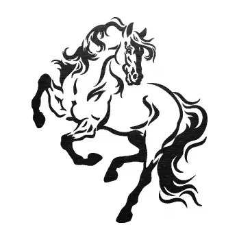 Samolepící dekorace SAMOLEPKA Kůň 049 levá (63 - škrábaný kov černý) NA AUTO, NÁLEPKA, FÓLIE, POLEP, TUNING, VLASTNÍ TEXT, TISK, AUTOSAMOLEPKY.cz, POLEPY, OBRÁZEK, LOGO, SAMOLEPKY