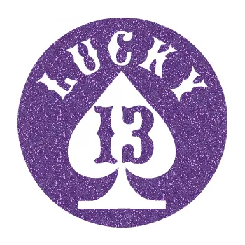 Samolepící dekorace Lucky 13 šťastná třináctka (87 - Ultra Metalic fialová) SAMOLEPKA NA AUTO, NÁLEPKA, FÓLIE, POLEP, TUNING, VLASTNÍ TEXT, TISK, AUTOSAMOLEPKY.cz, POLEPY, OBRÁZEK, LOGO, 3D STICKERS