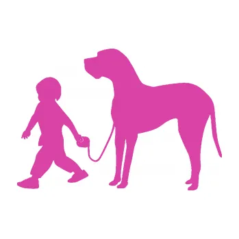 Polep vozidla SAMOLEPKA Chlapec venčí psa levá (16 - růžová) NA AUTO, NÁLEPKA, FÓLIE, POLEP, TUNING, VLASTNÍ TEXT, TISK, AUTOSAMOLEPKY.cz, POLEPY, OBRÁZEK, LOGO, SAMOLEPKY