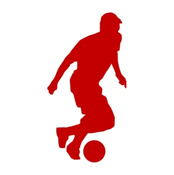 Samolepicí dekorace na vozidlo Fotbalista 038 pravá (18 - tmavě červená) SAMOLEPKA NA AUTO, NÁLEPKA, FÓLIE, POLEP, TUNING, VLASTNÍ TEXT, TISK, AUTOSAMOLEPKY.cz, POLEPY, OBRÁZEK, LOGO, 3D STICKERS