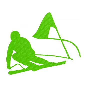 Samolepicí dekorace na vozidlo Lyžař 025 levá (58 - 3D karbon zelený kawasaki) SAMOLEPKA NA AUTO, NÁLEPKA, FÓLIE, POLEP, TUNING, VLASTNÍ TEXT, TISK, AUTOSAMOLEPKY.cz, POLEPY, OBRÁZEK, LOGO, 3D STICKERS