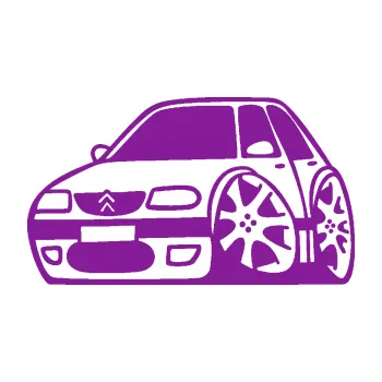 Polep vozidla SAMOLEPKA Citroen saxo karikatura levá (14 - fialová) NA AUTO, NÁLEPKA, FÓLIE, POLEP, TUNING, VLASTNÍ TEXT, TISK, AUTOSAMOLEPKY.cz, POLEPY, OBRÁZEK, LOGO, SAMOLEPKY