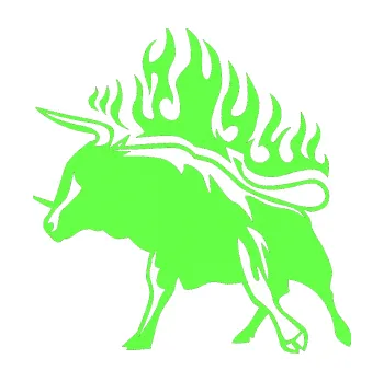 Samolepicí dekorace na vozidlo Animal flames 055 levá býk (71 - Fluorescentní zelená) SAMOLEPKA NA AUTO, NÁLEPKA, FÓLIE, POLEP, TUNING, VLASTNÍ TEXT, TISK, AUTOSAMOLEPKY.cz, POLEPY, OBRÁZEK, LOGO, 3D STICKERS