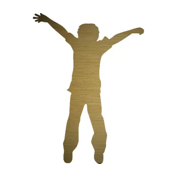 samolepka Děti silueta 008 levá kluk skáče (64 - škrábaný kov zlatý) SAMOLEPKA NA AUTO, NÁLEPKA, FÓLIE, POLEP, TUNING, VLASTNÍ TEXT, TISK, AUTOSAMOLEPKY.cz, POLEPY, OBRÁZEK, LOGO, 3D STICKERS