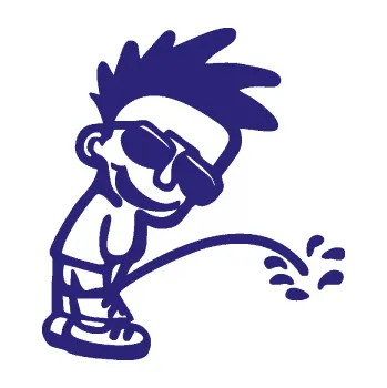 Samolepicí dekorace na vozidlo Rošťák čůrá pravá (22 - střední modrá) SAMOLEPKA NA AUTO, NÁLEPKA, FÓLIE, POLEP, TUNING, VLASTNÍ TEXT, TISK, AUTOSAMOLEPKY.cz, POLEPY, OBRÁZEK, LOGO, 3D STICKERS