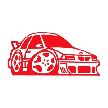 Polep vozidla SAMOLEPKA BMW e30 karikatura pravá (10 - červená) NA AUTO, NÁLEPKA, FÓLIE, POLEP, TUNING, VLASTNÍ TEXT, TISK, AUTOSAMOLEPKY.cz, POLEPY, OBRÁZEK, LOGO, SAMOLEPKY