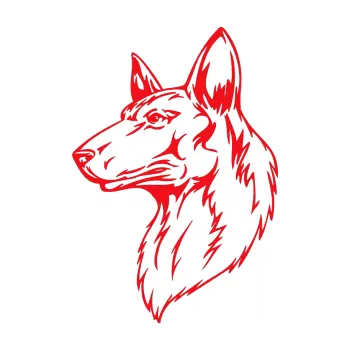 Polep vozidla SAMOLEPKA Pes 019 levá (10 - červená) NA AUTO, NÁLEPKA, FÓLIE, POLEP, TUNING, VLASTNÍ TEXT, TISK, AUTOSAMOLEPKY.cz, POLEPY, OBRÁZEK, LOGO, SAMOLEPKY