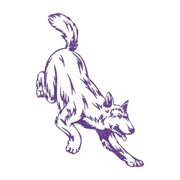 Polep vozidla SAMOLEPKA Pes 024 pravá (87 - Ultra Metalic fialová) NA AUTO, NÁLEPKA, FÓLIE, POLEP, TUNING, VLASTNÍ TEXT, TISK, AUTOSAMOLEPKY.cz, POLEPY, OBRÁZEK, LOGO, SAMOLEPKY